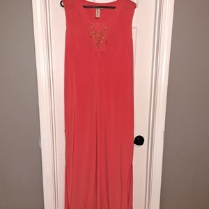 Emma & Michele sleeveless maxi with gold chain criss cross detail
